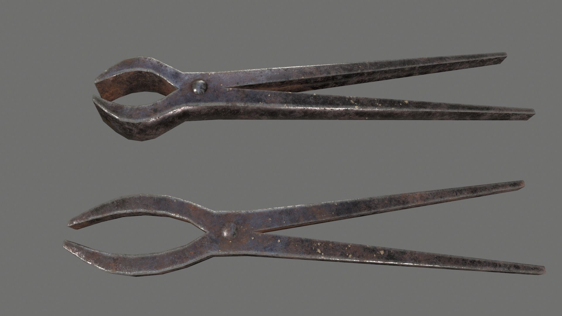 Medieval set metal bucket hanging from chain Low-poly 3D model_14