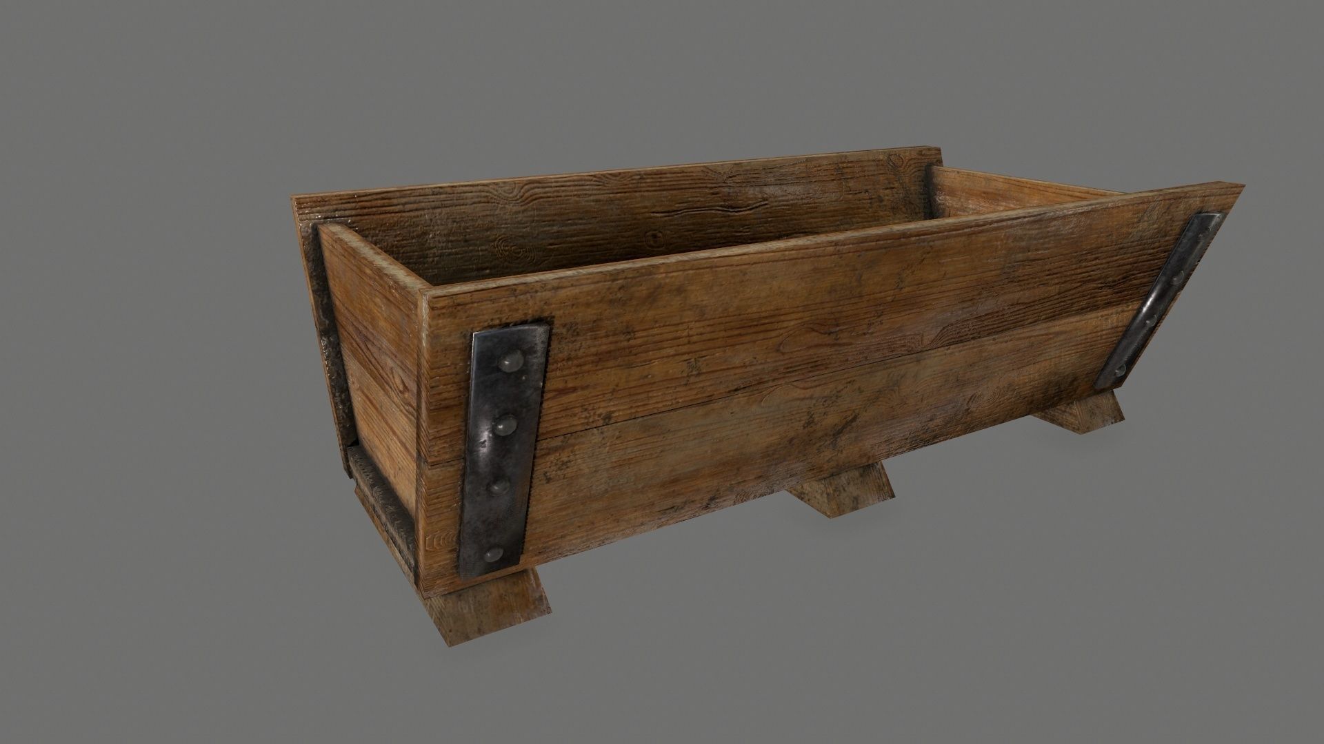 Medieval set metal bucket hanging from chain Low-poly 3D model_10