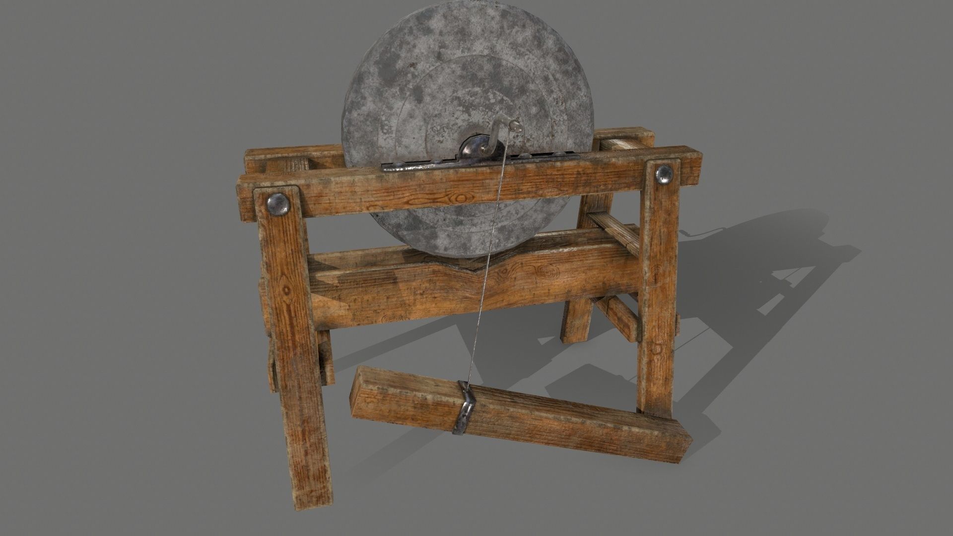 Medieval set metal bucket hanging from chain Low-poly 3D model_2