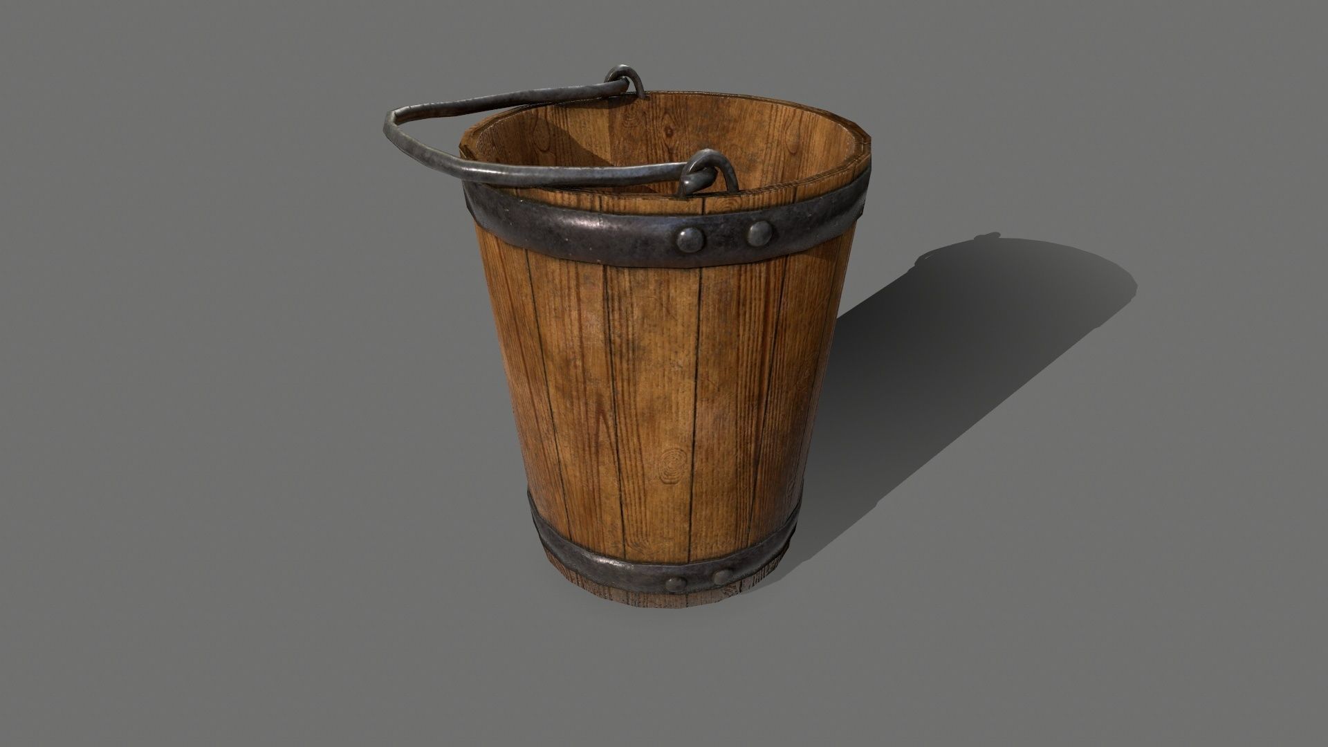 Medieval set metal bucket hanging from chain Low-poly 3D model_19
