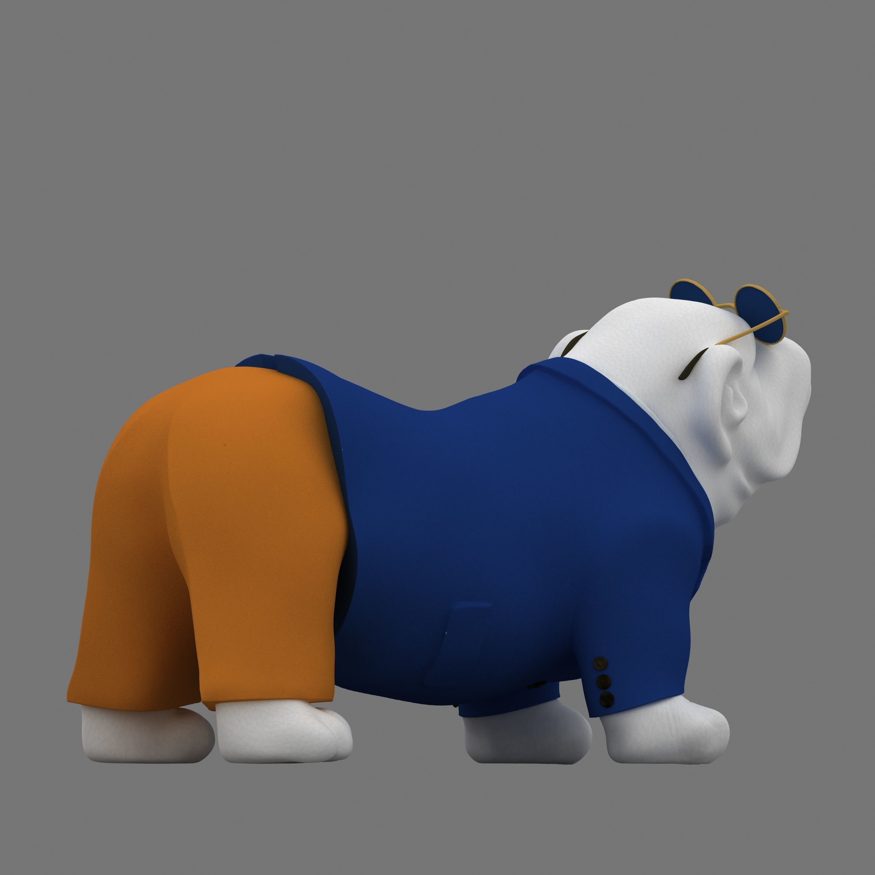 Bulldog sculpture 3D model_4