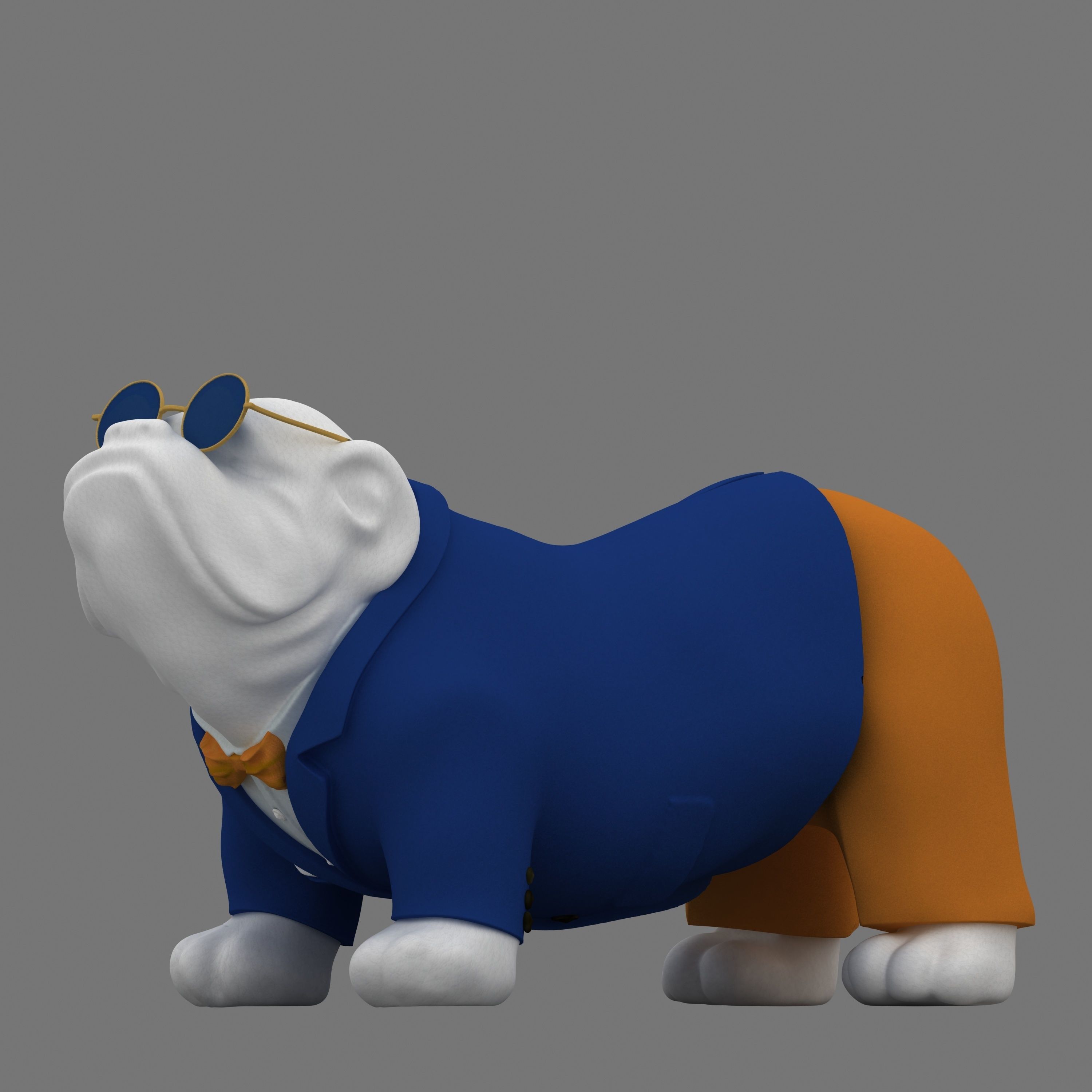 Bulldog sculpture 3D model_1