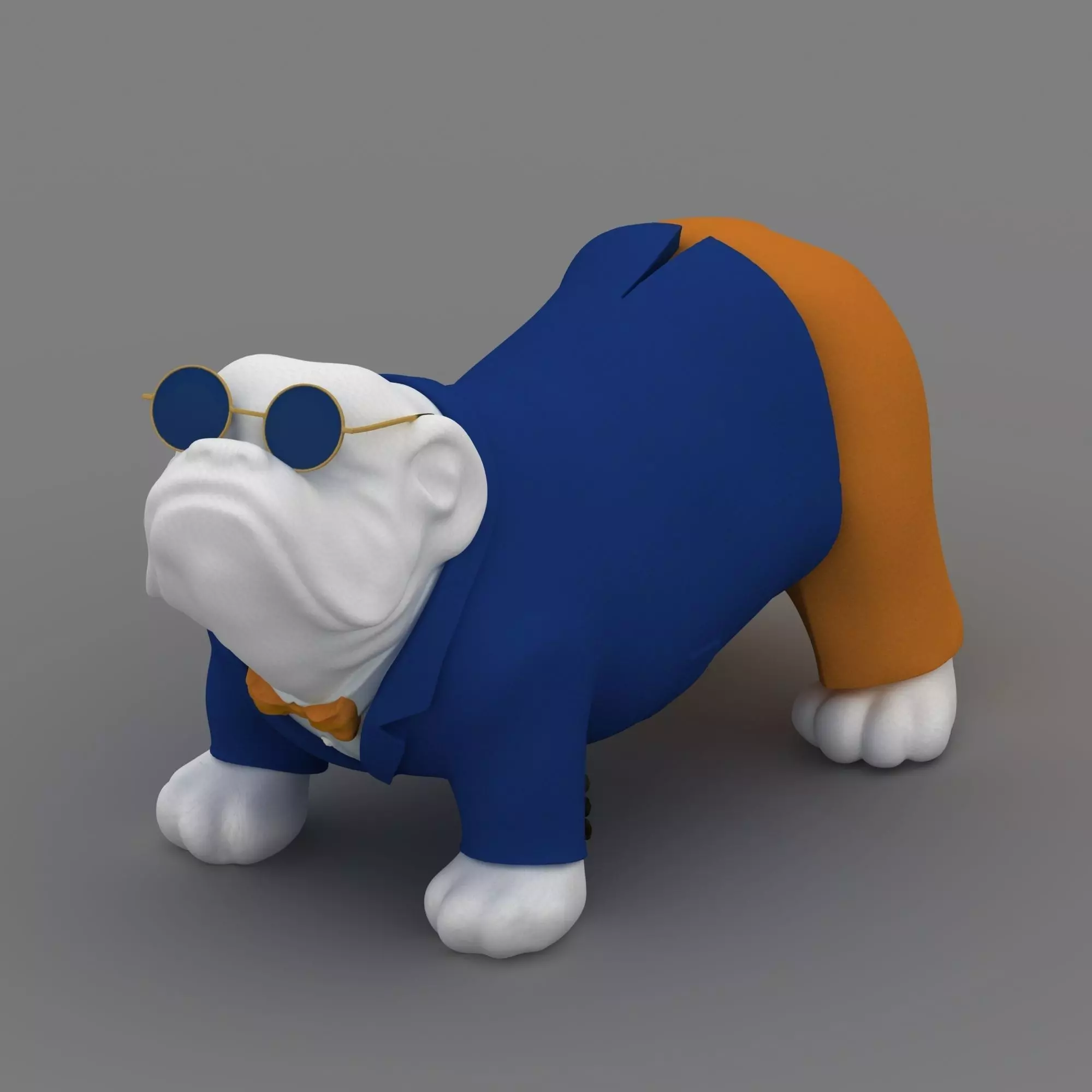 Bulldog sculpture 3D model_0
