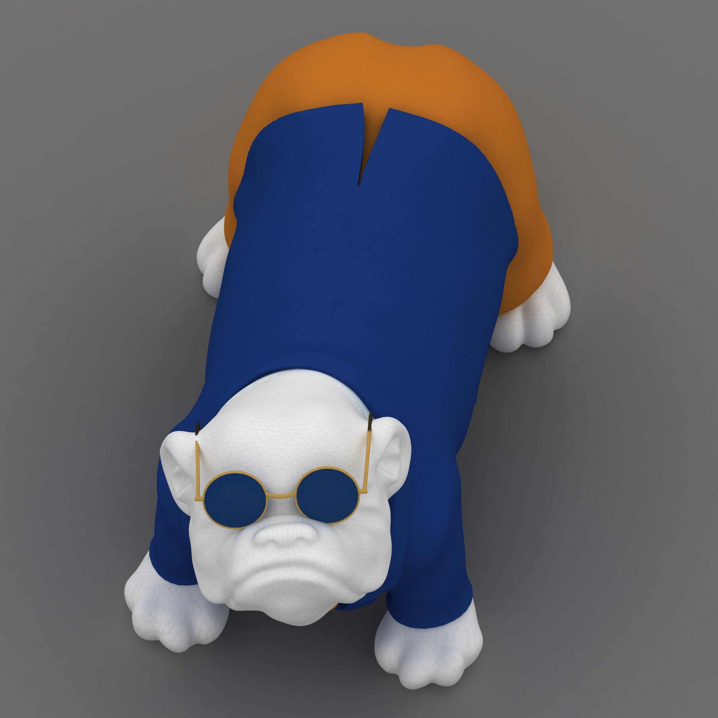 Bulldog sculpture 3D model_2