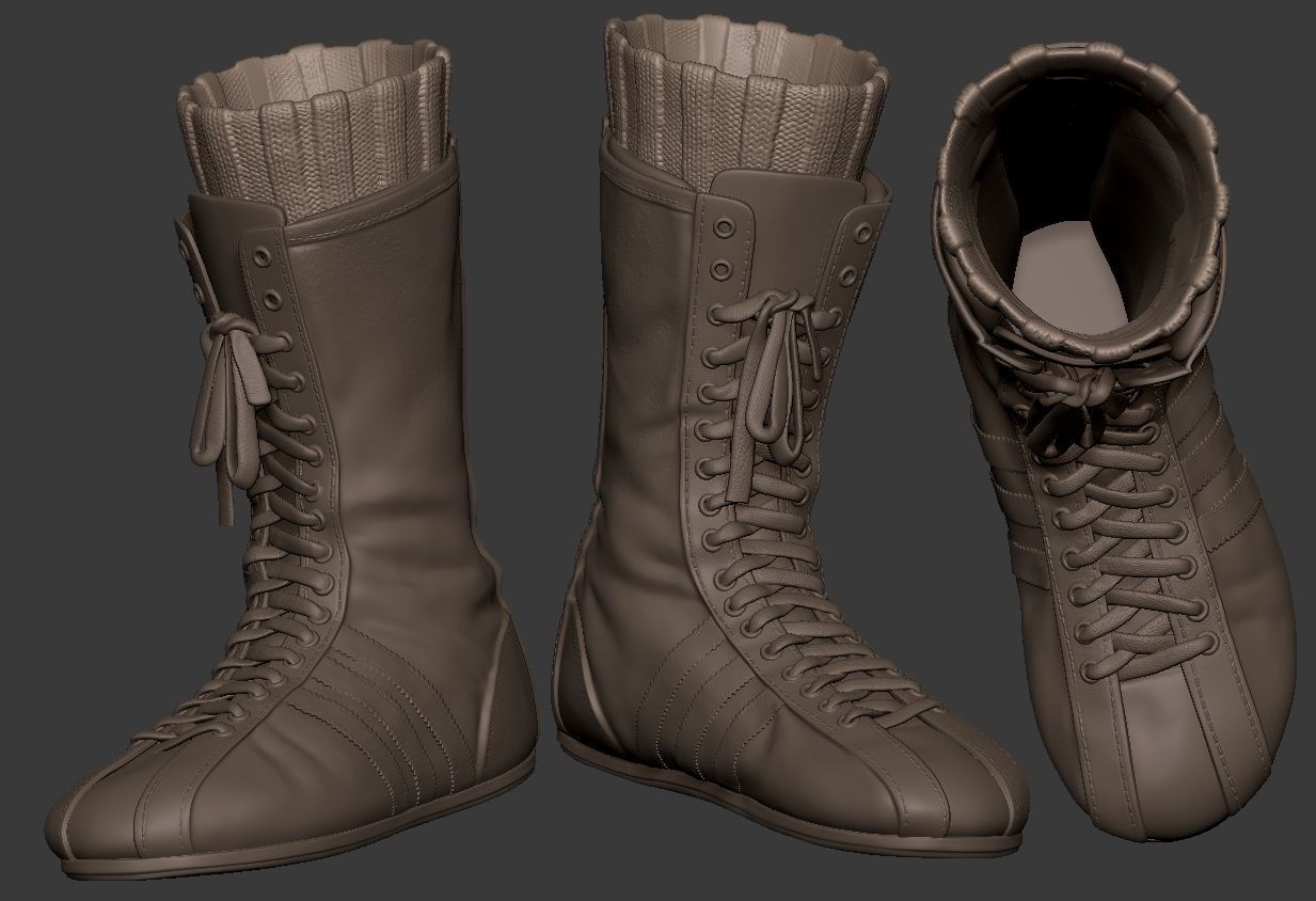 Everlast Realistic Boxing Shoes Low-poly 3D model_2