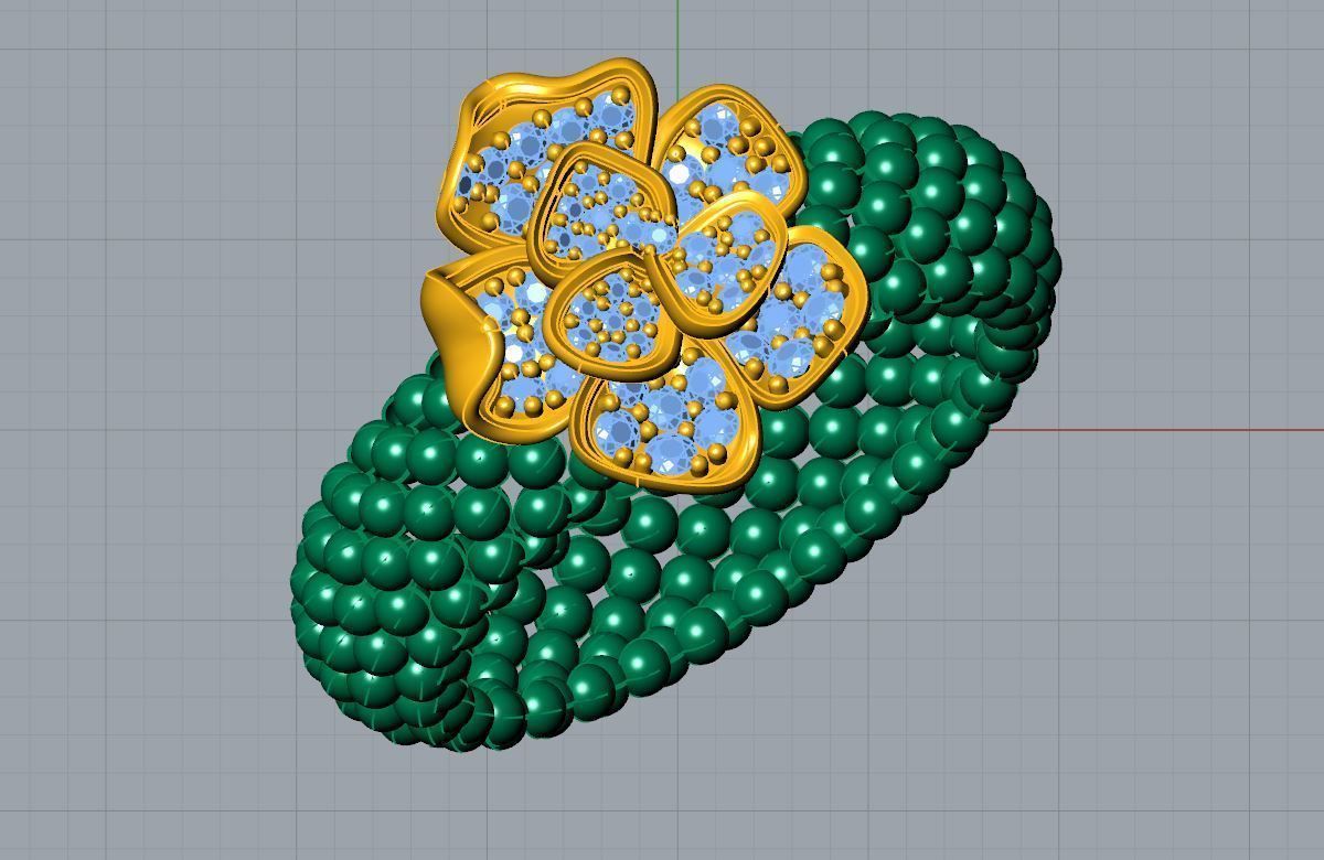 Floweret Granular Ring 3D print model_10