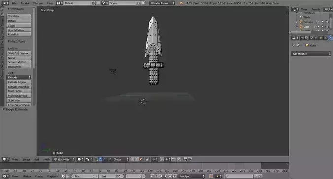 Diving knife model low poly