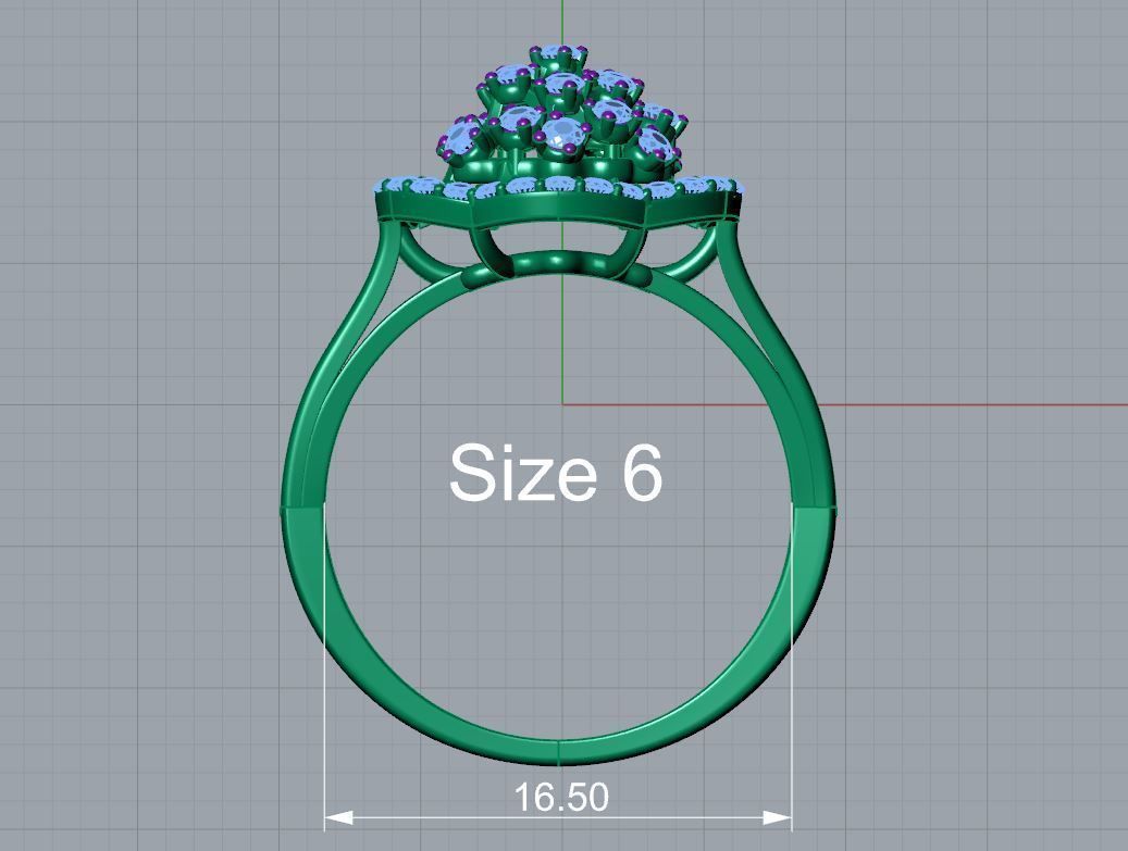 Sparkling Dome Ring 3D print model_5