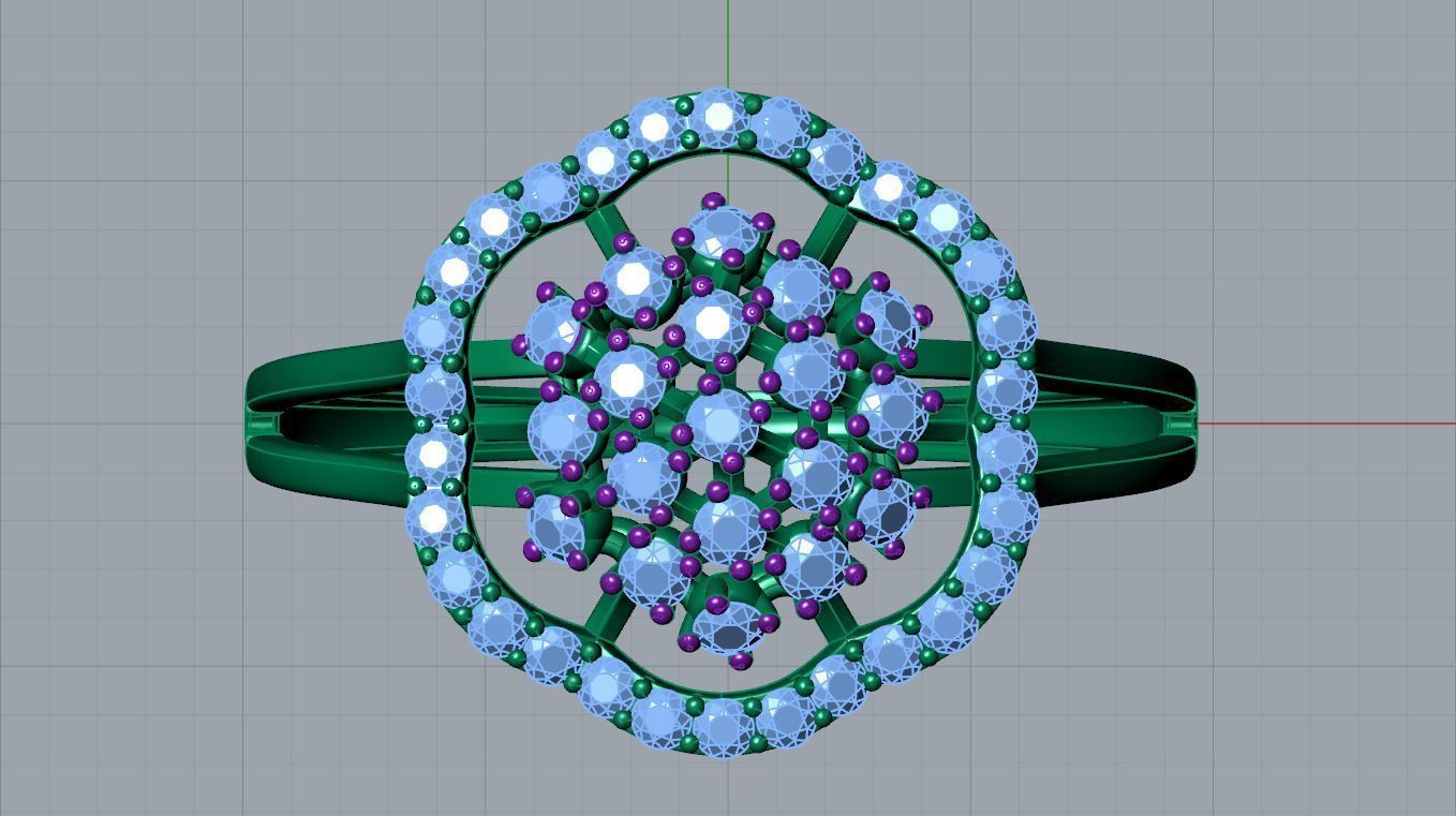 Sparkling Dome Ring 3D print model_6