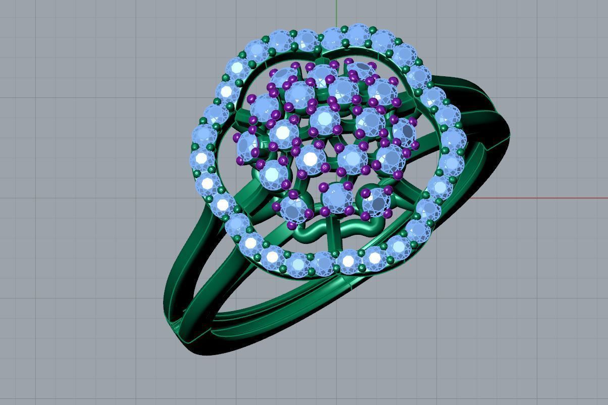 Sparkling Dome Ring 3D print model_7