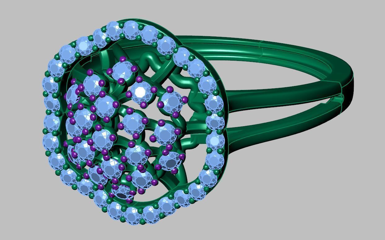 Sparkling Dome Ring 3D print model_10