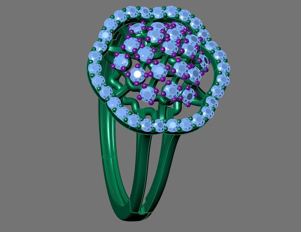 Sparkling Dome Ring 3D print model_9