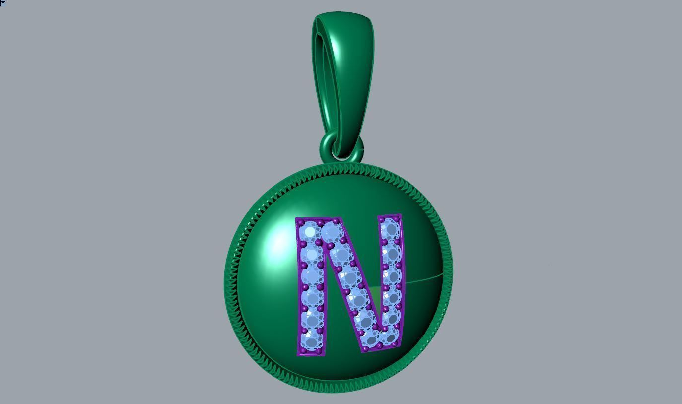 Alphabet N Pendant 3D print model_8