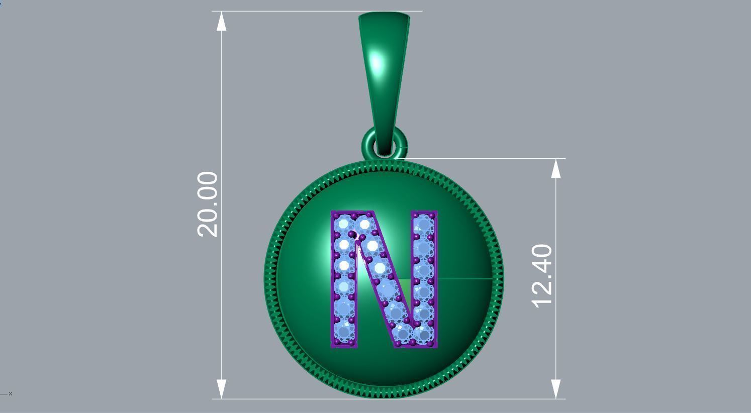Alphabet N Pendant 3D print model_6