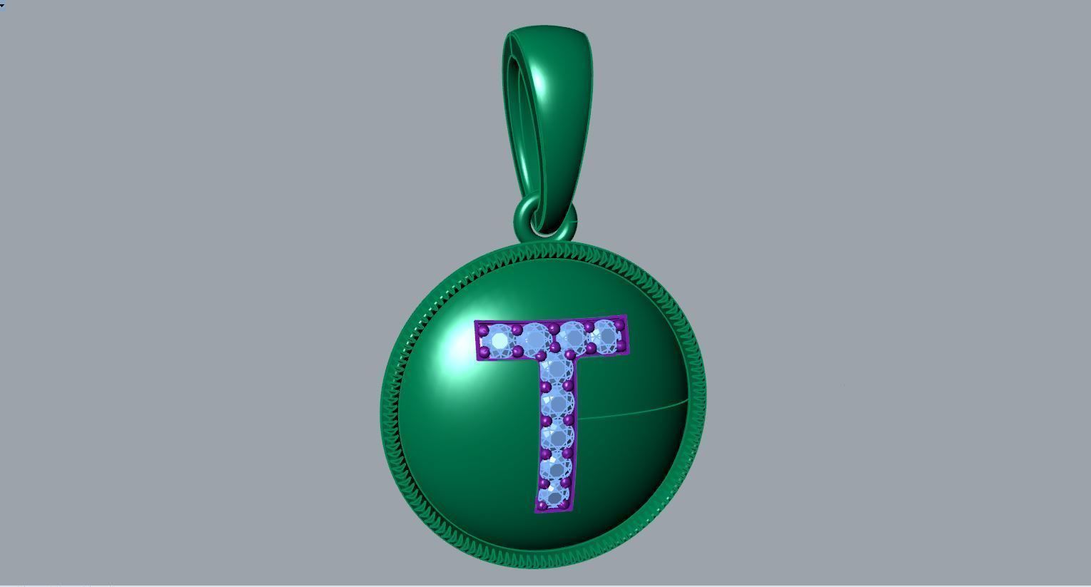 Alphabet T Pendant 3D print model_8