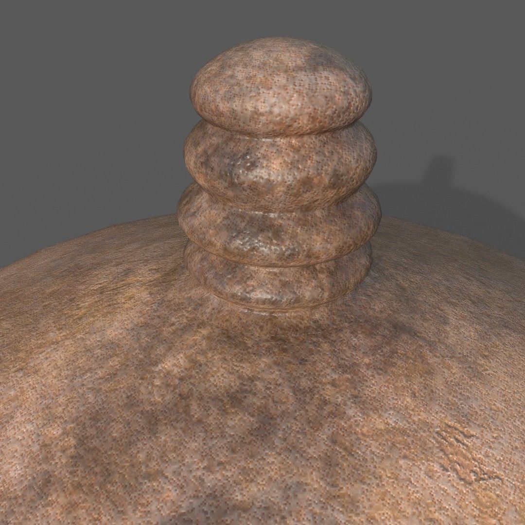 Medieval Terracotta Pot with Lid Low-poly 3D model_1