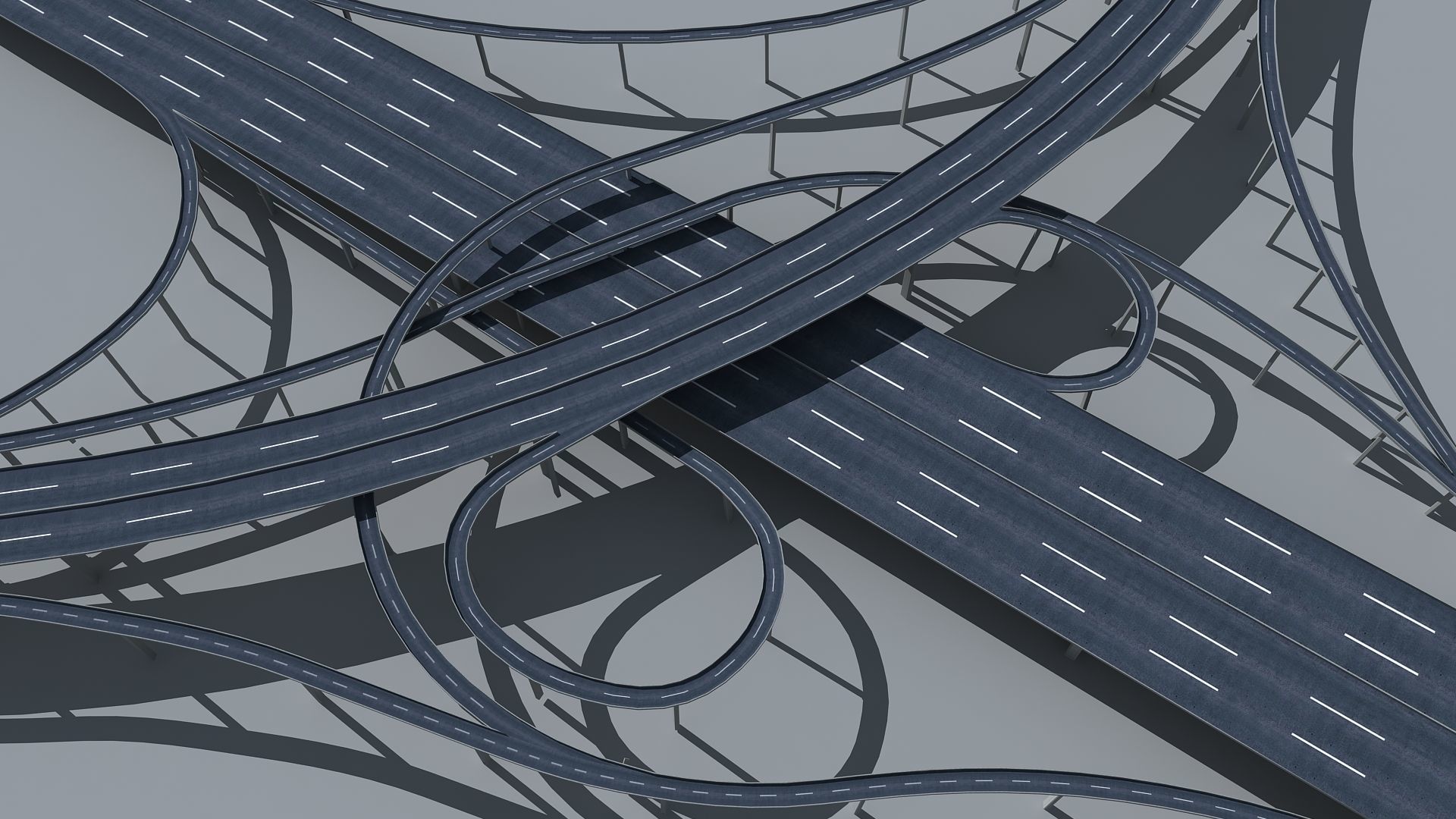 Highway Viaduct flyover  Low-poly 3D model_2