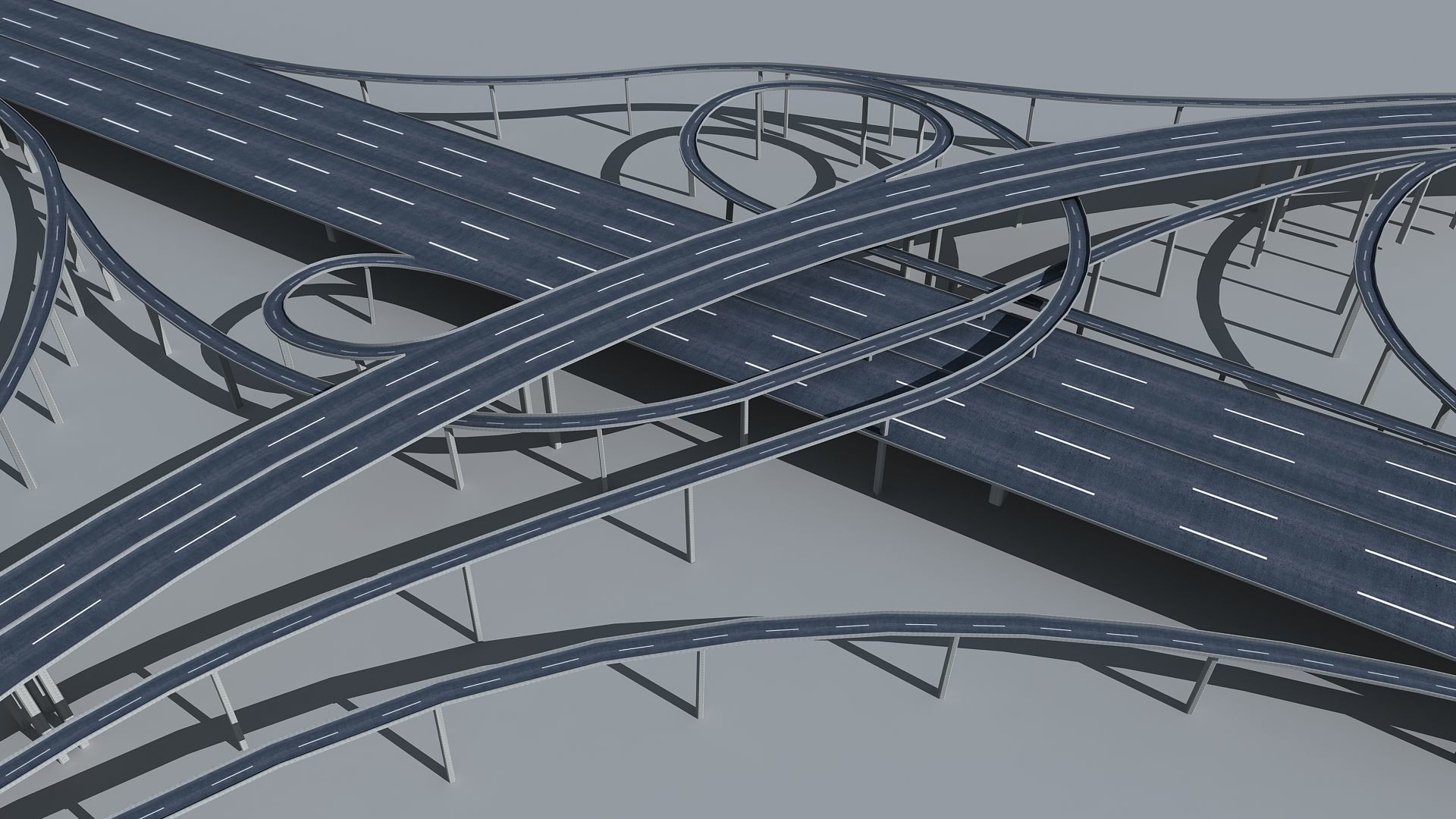 Highway Viaduct flyover  Low-poly 3D model_7