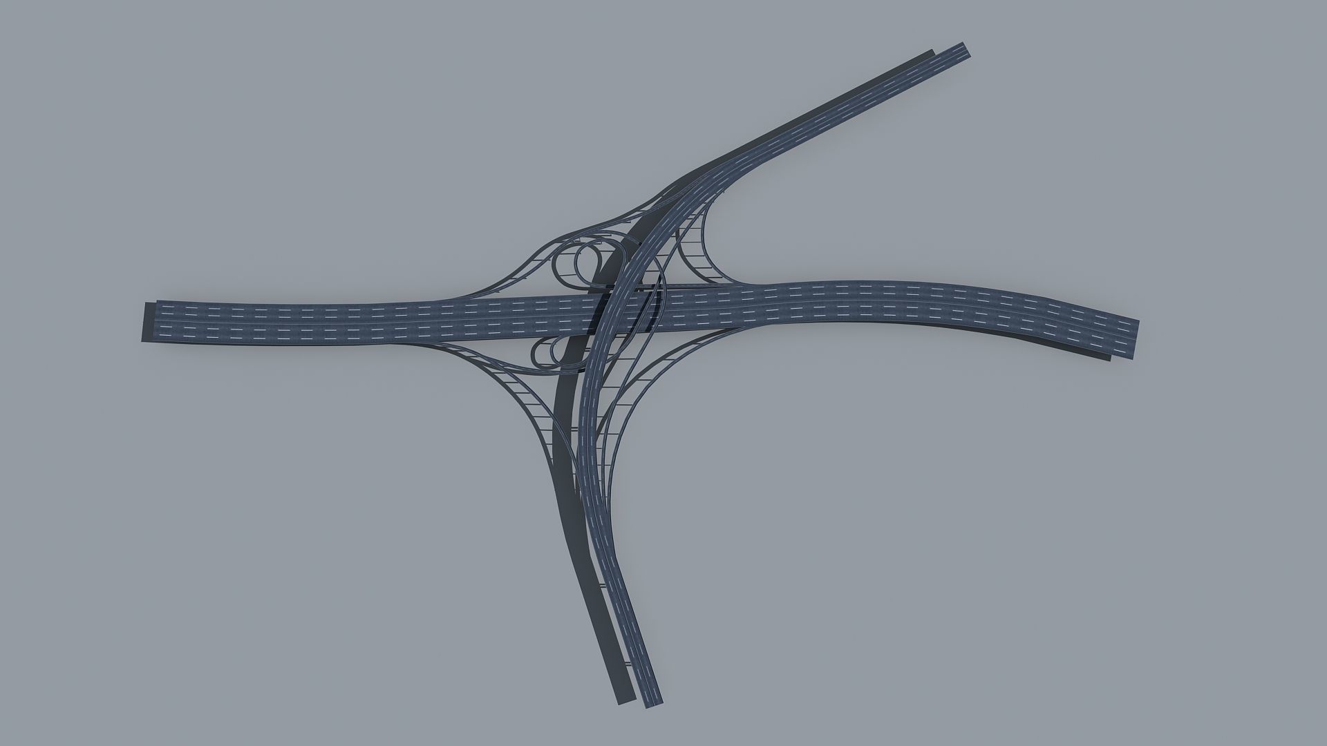 Highway Viaduct flyover  Low-poly 3D model_6