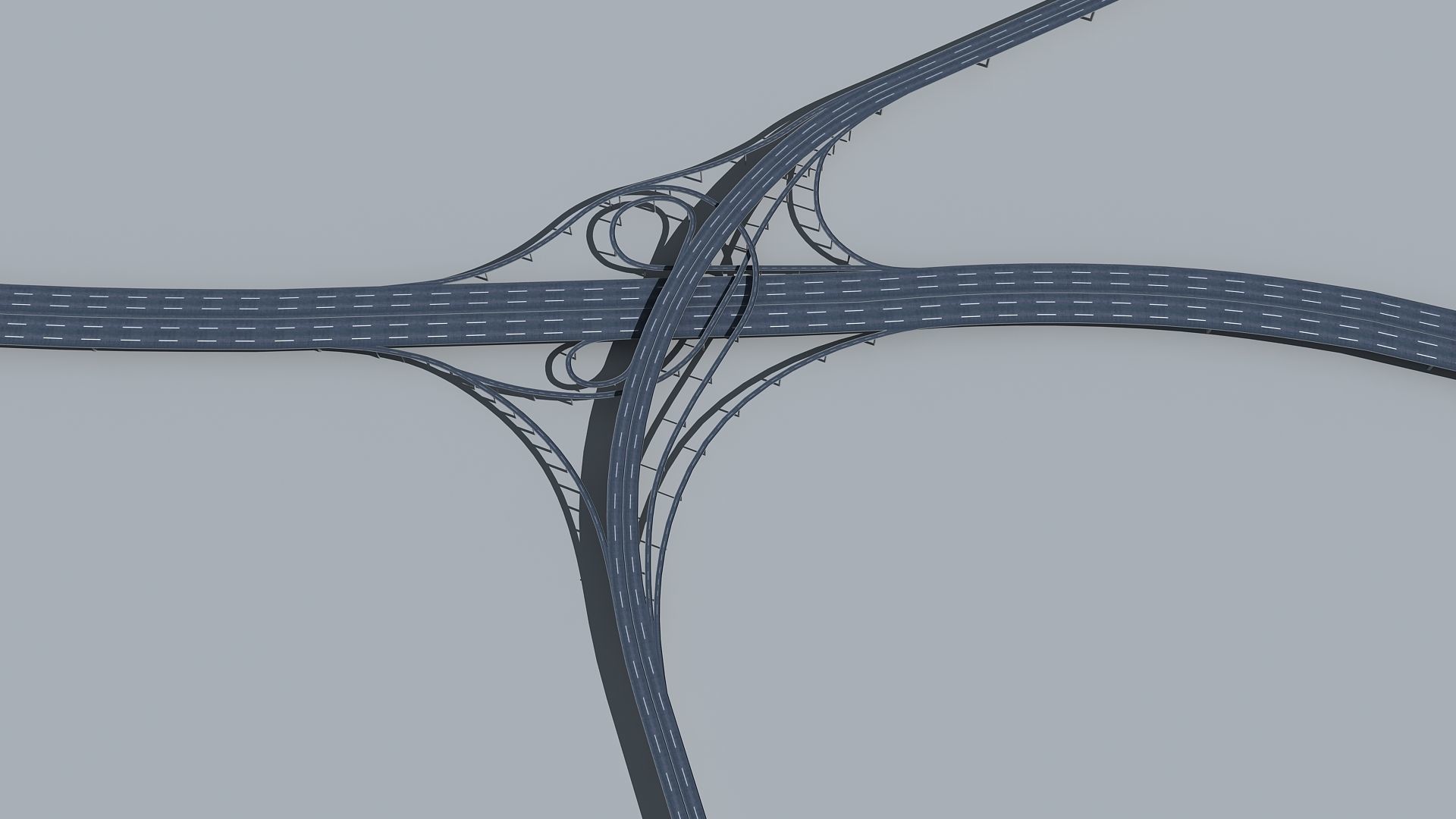 Highway Viaduct flyover  Low-poly 3D model_3