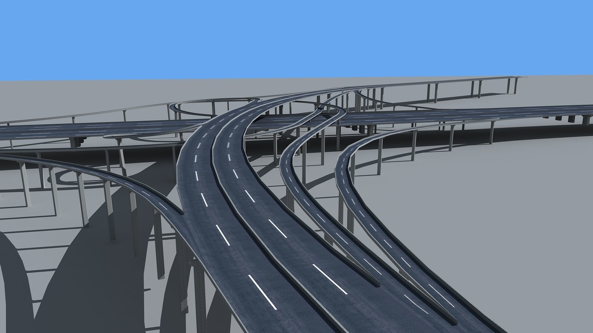 Highway Viaduct flyover  Low-poly 3D model_5