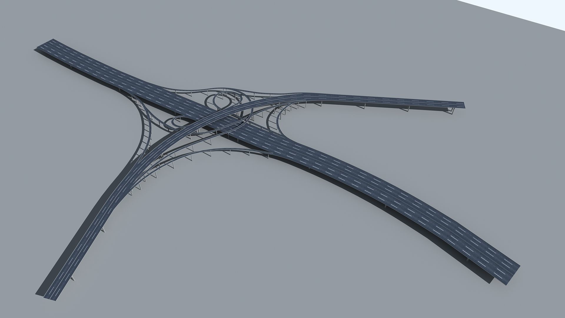 Highway Viaduct flyover  Low-poly 3D model_4