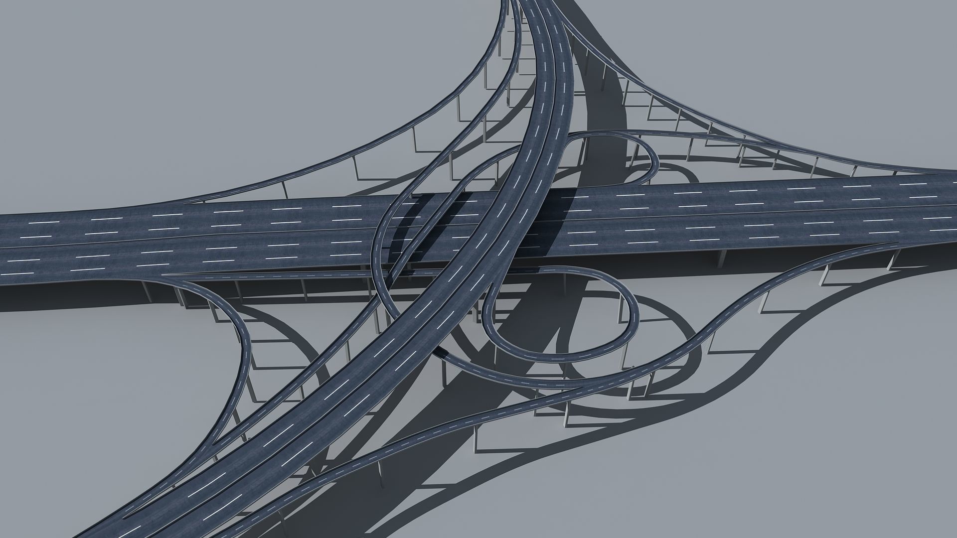 Highway Viaduct flyover  Low-poly 3D model_1