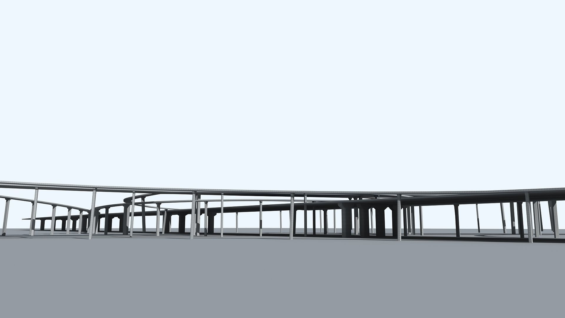 Highway Viaduct flyover  Low-poly 3D model_8