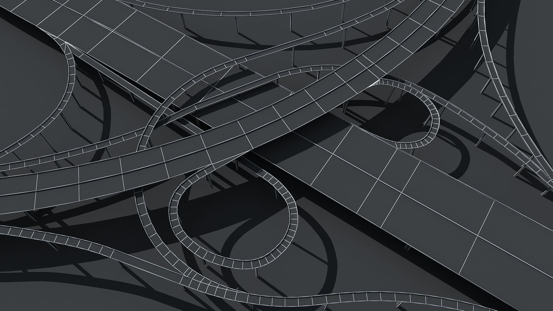 Highway Viaduct flyover  Low-poly 3D model_9