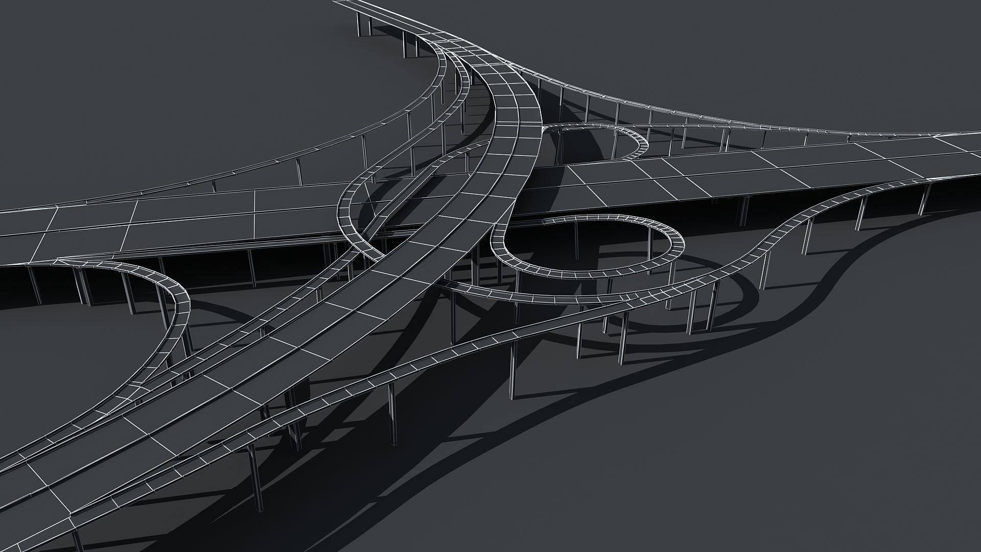 Highway Viaduct flyover  Low-poly 3D model_10