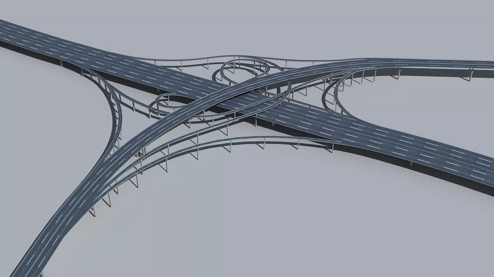 Highway Viaduct flyover  Low-poly 3D model_0
