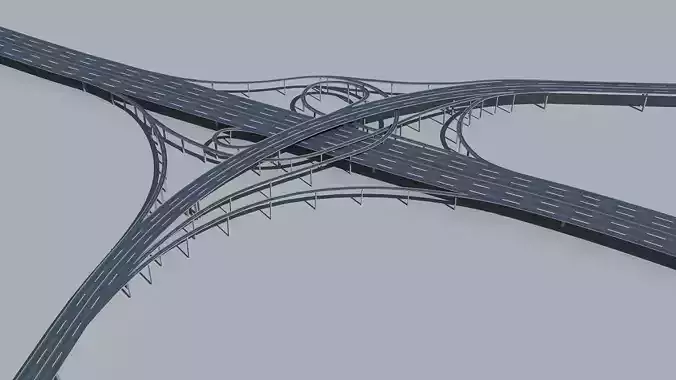Highway Viaduct flyover  Low-poly 3D model