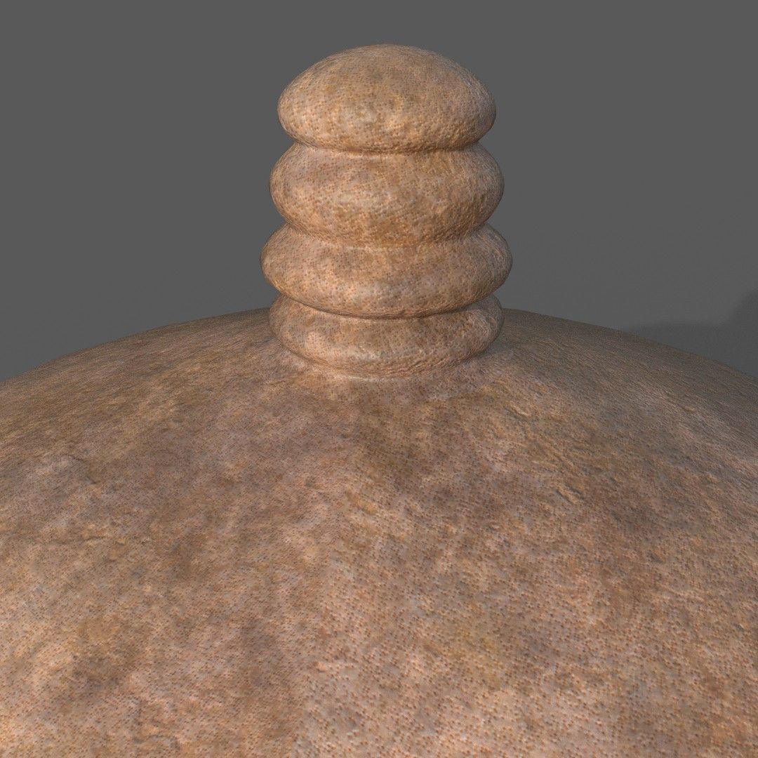 Medieval Terracotta Pot with Lid Low-poly 3D model_1