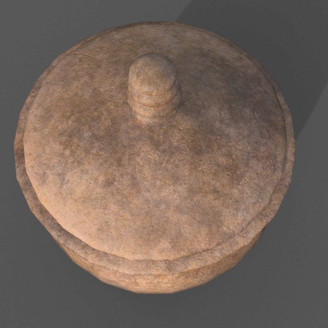 Medieval Terracotta Pot with Lid Low-poly 3D model_3
