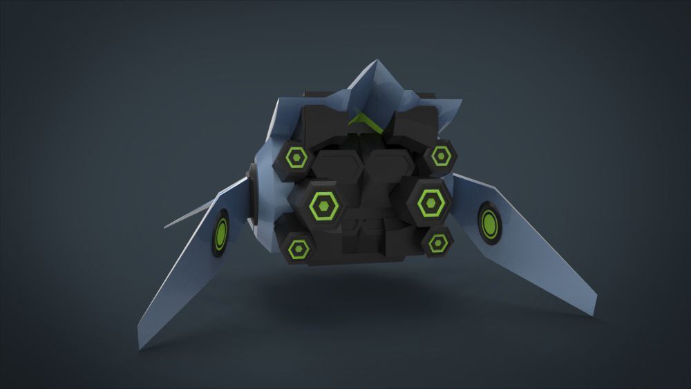 Motho Siji SpaceShip Low-poly 3D model_4