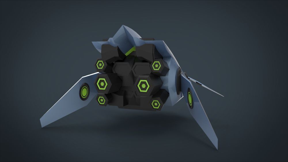 Motho Siji SpaceShip Low-poly 3D model_7