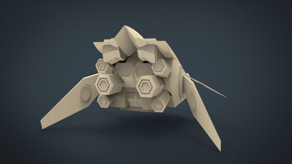 Motho Siji SpaceShip Low-poly 3D model_13