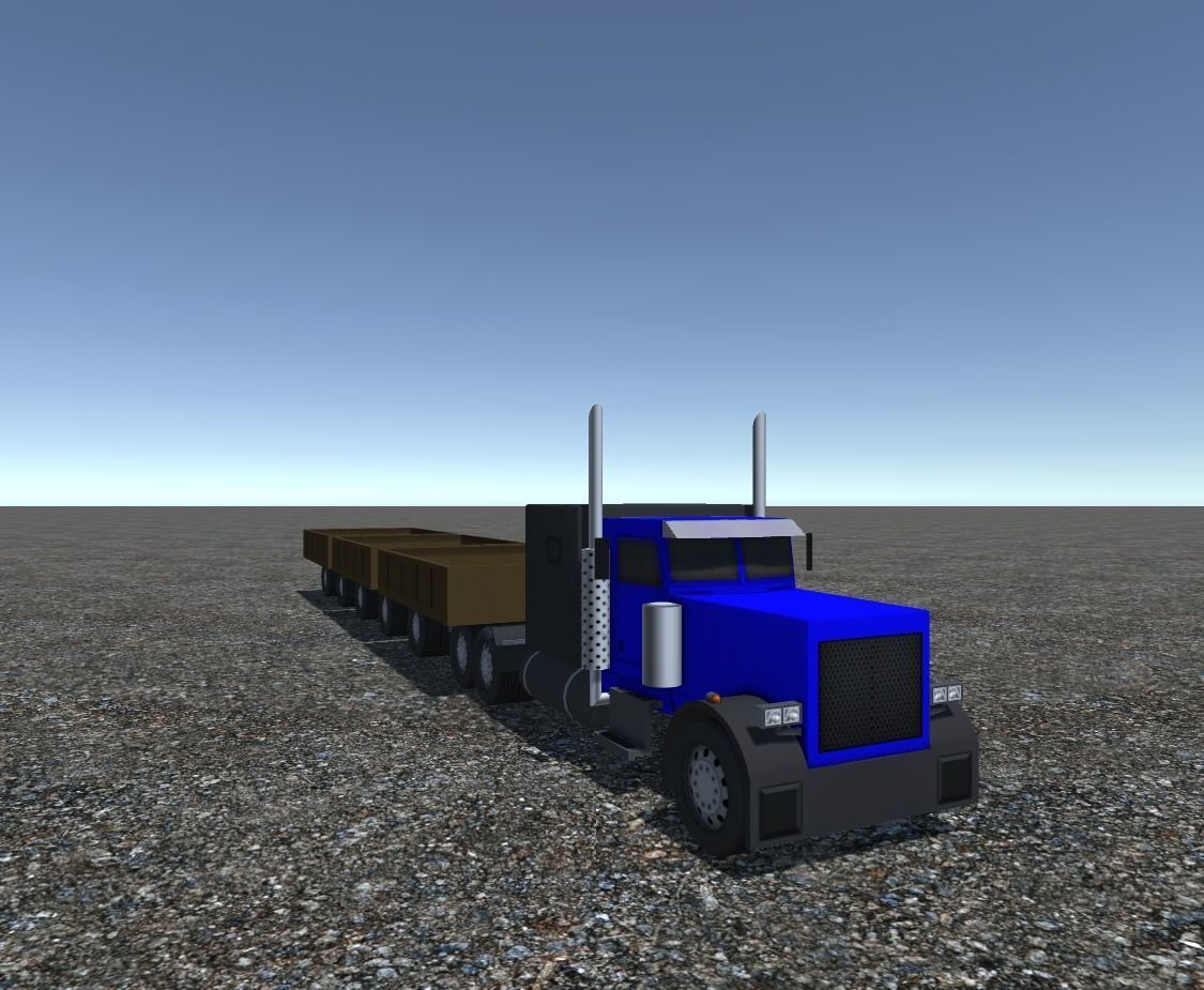 Industrial Long Truck 2 Low-poly 3D model_1