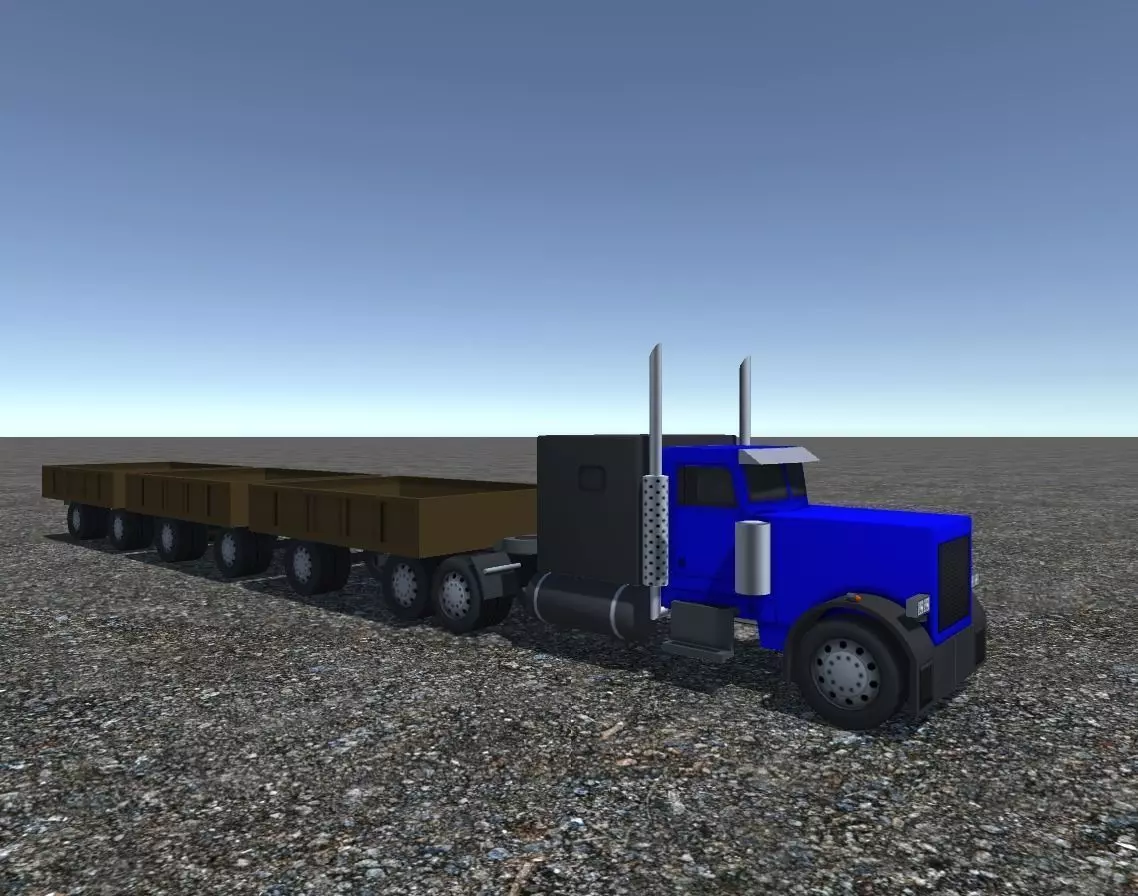Industrial Long Truck 2 Low-poly 3D model_0