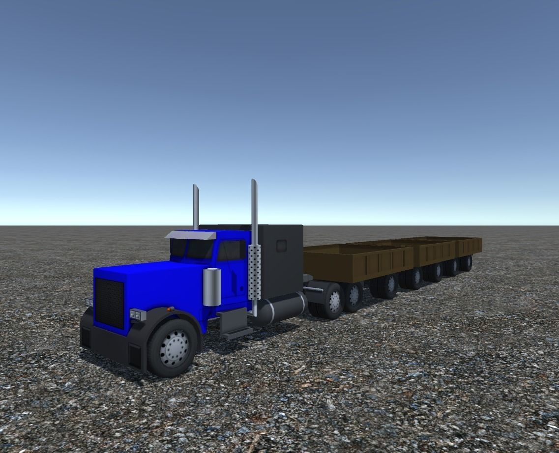 Industrial Long Truck 2 Low-poly 3D model_3