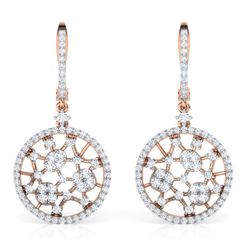 Round Lattice Drop Earring 3D print model_4