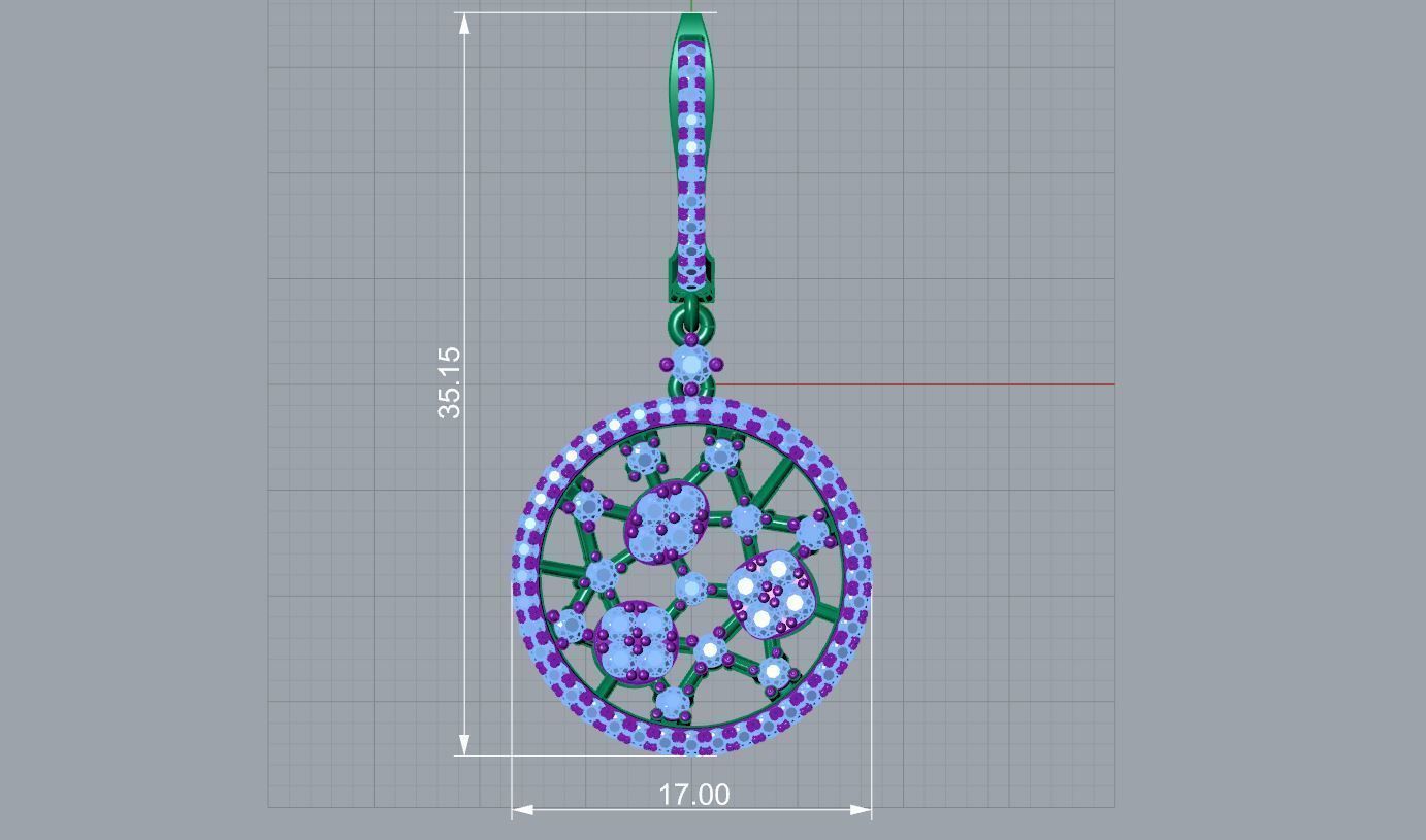 Round Lattice Drop Earring 3D print model_5
