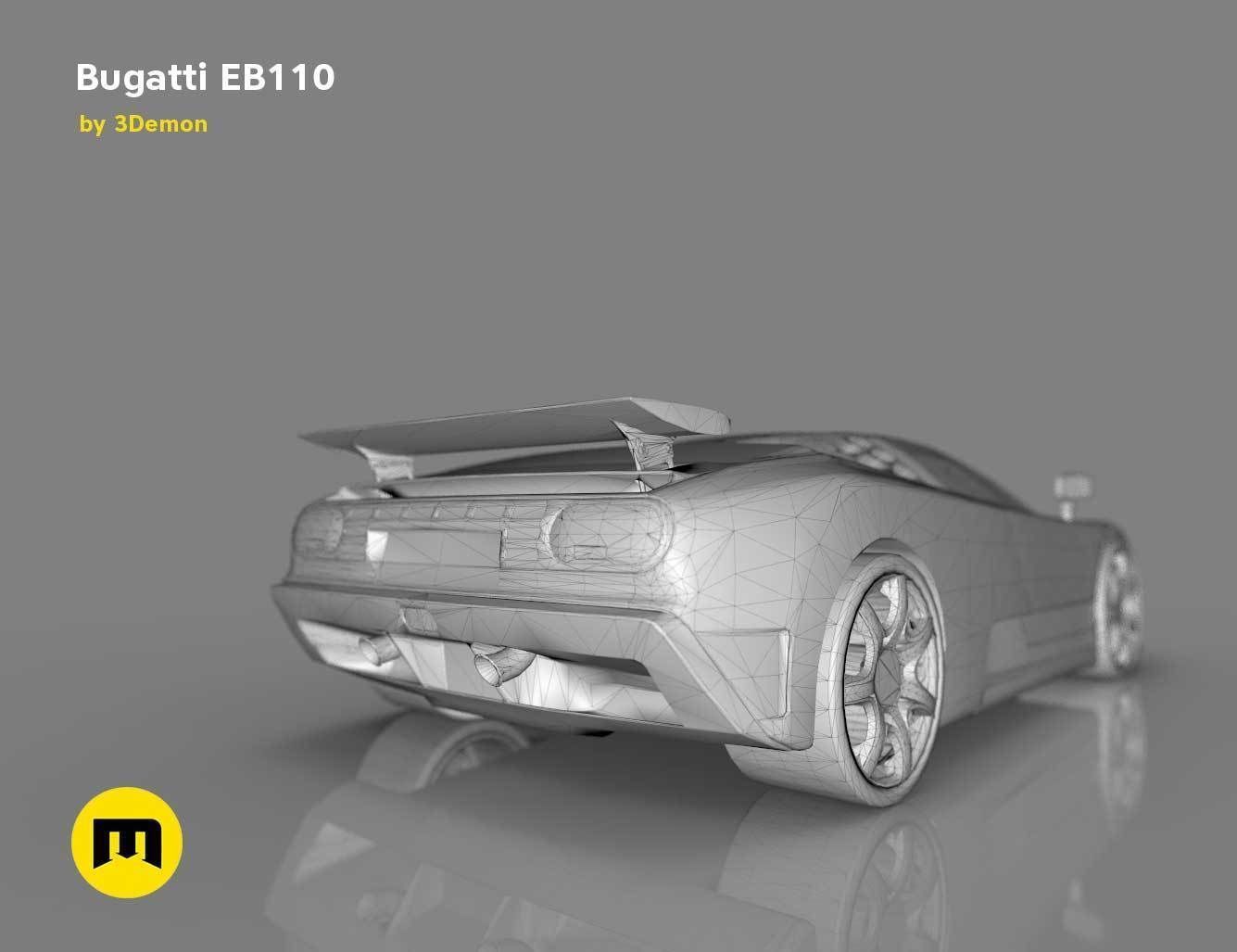 The mid-engine sport car - Bugatti EB110 3D print model_18