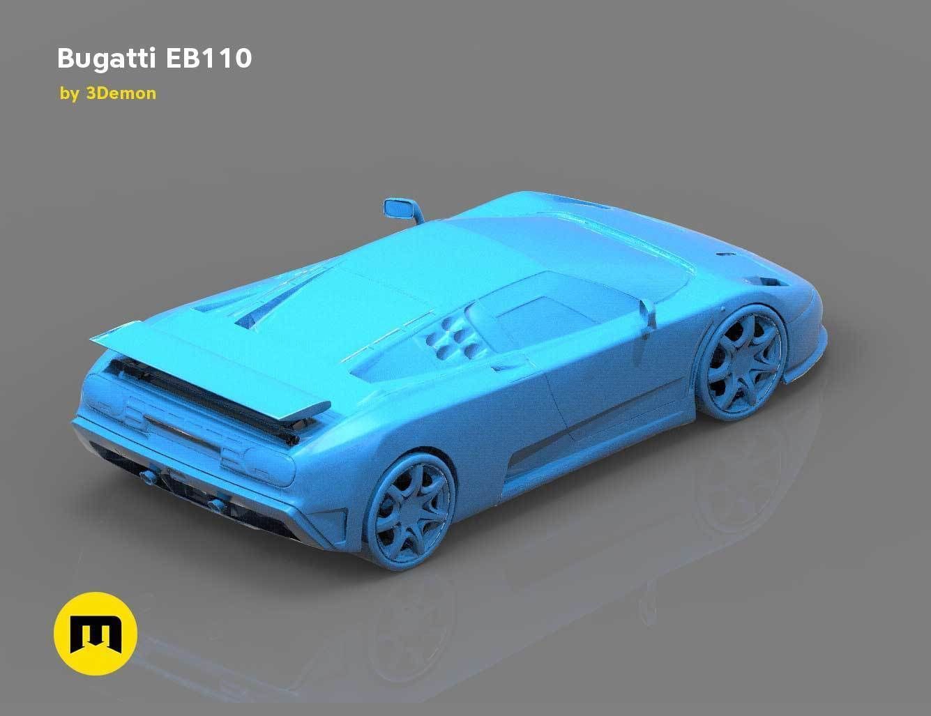 The mid-engine sport car - Bugatti EB110 3D print model_4