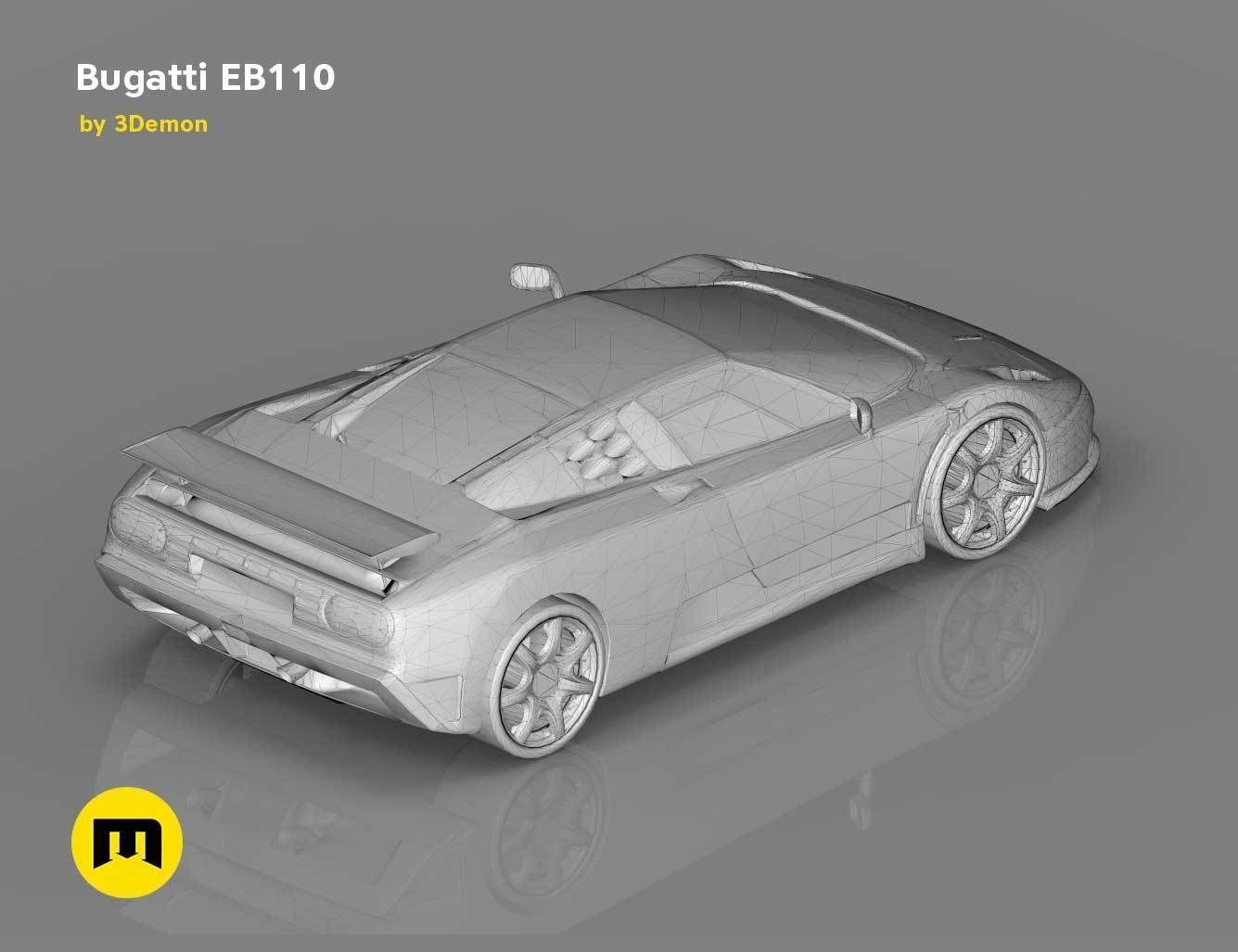The mid-engine sport car - Bugatti EB110 3D print model_11