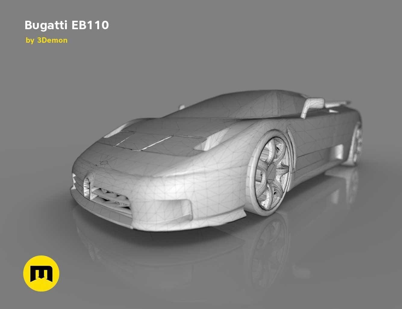 The mid-engine sport car - Bugatti EB110 3D print model_17