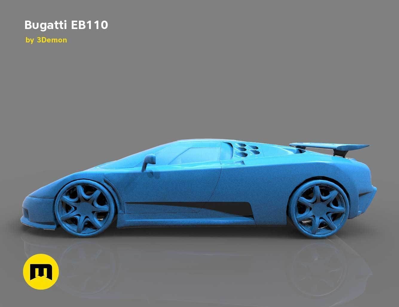 The mid-engine sport car - Bugatti EB110 3D print model_5