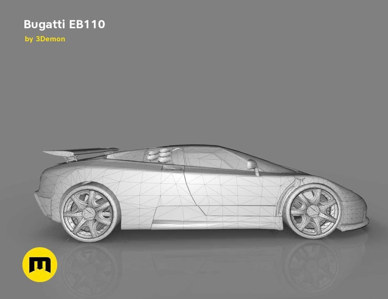 The mid-engine sport car - Bugatti EB110 3D print model_16