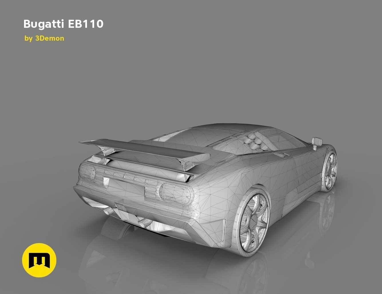 The mid-engine sport car - Bugatti EB110 3D print model_15