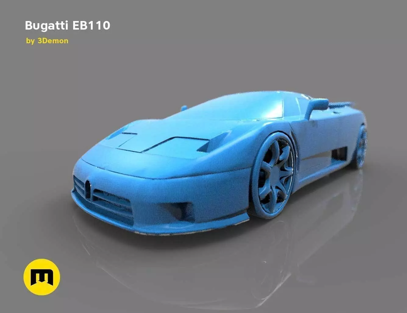 The mid-engine sport car - Bugatti EB110 3D print model_0